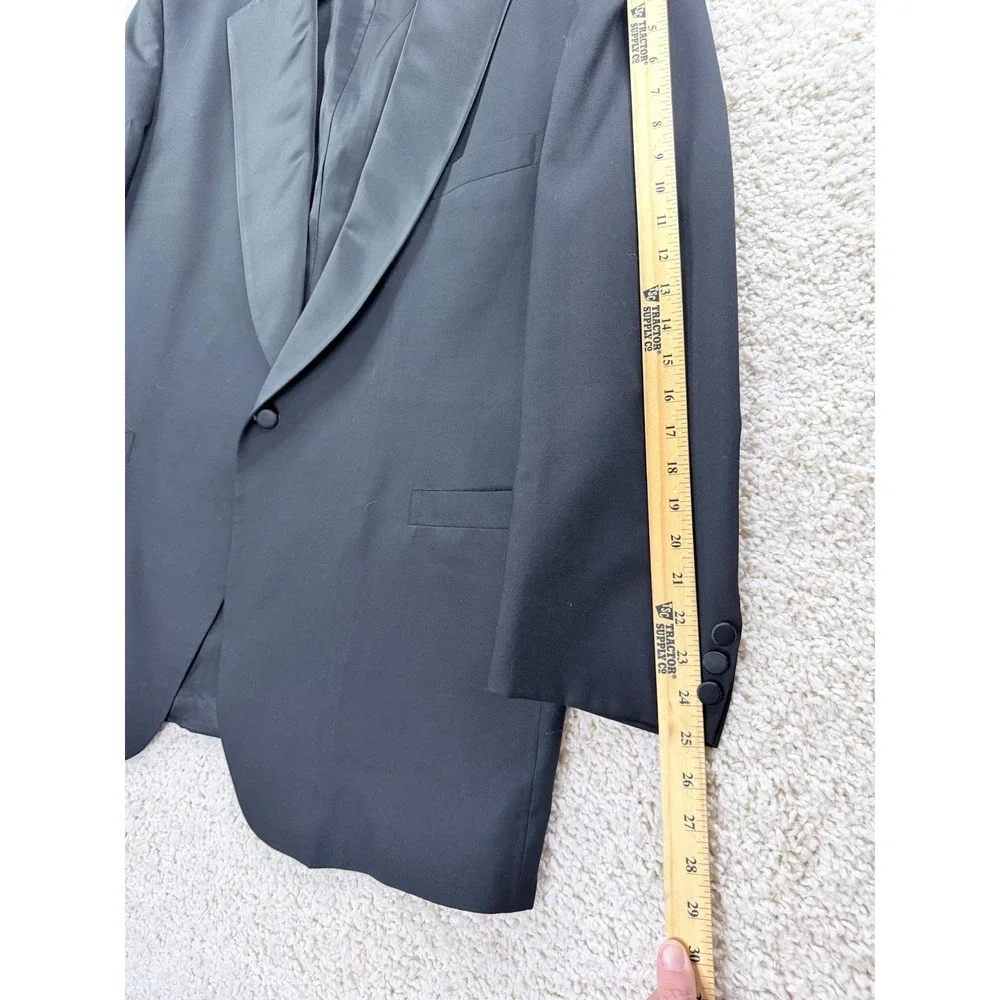Brooks Brothers Tuxedo‎ Jacket Mens 46L Black Good Wool Peak Lapel With Bow Tie